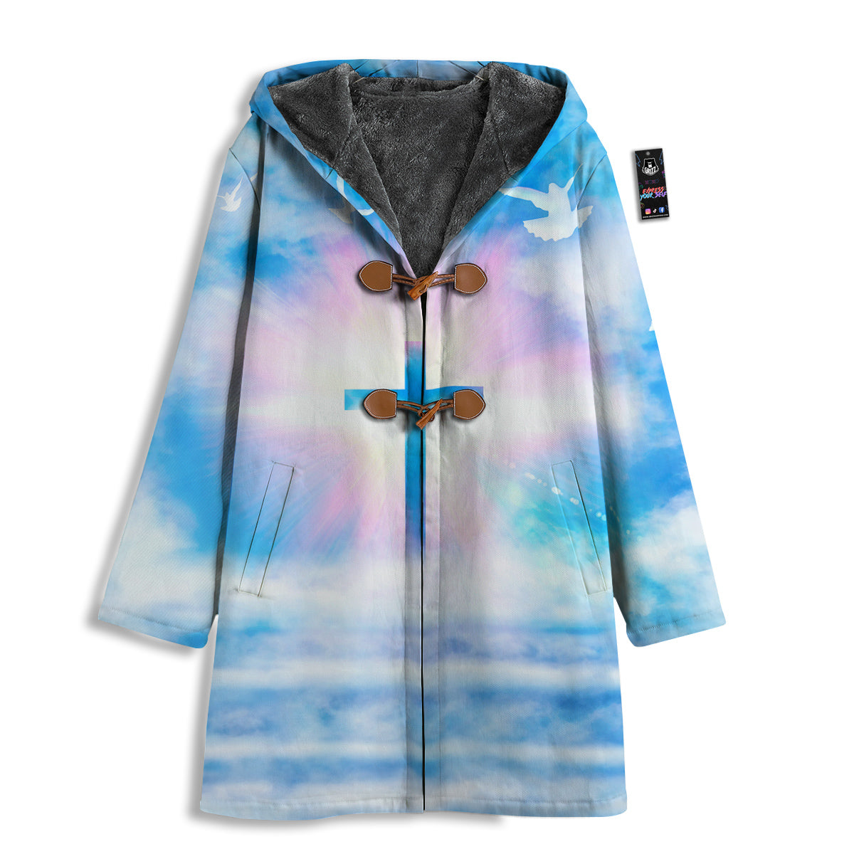 White Doves And Christian Cross Print Men's Windbreaker Jacket