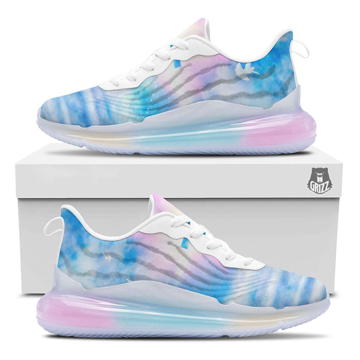 White Doves And Christian Cross Print Running Sneakers-grizzshop