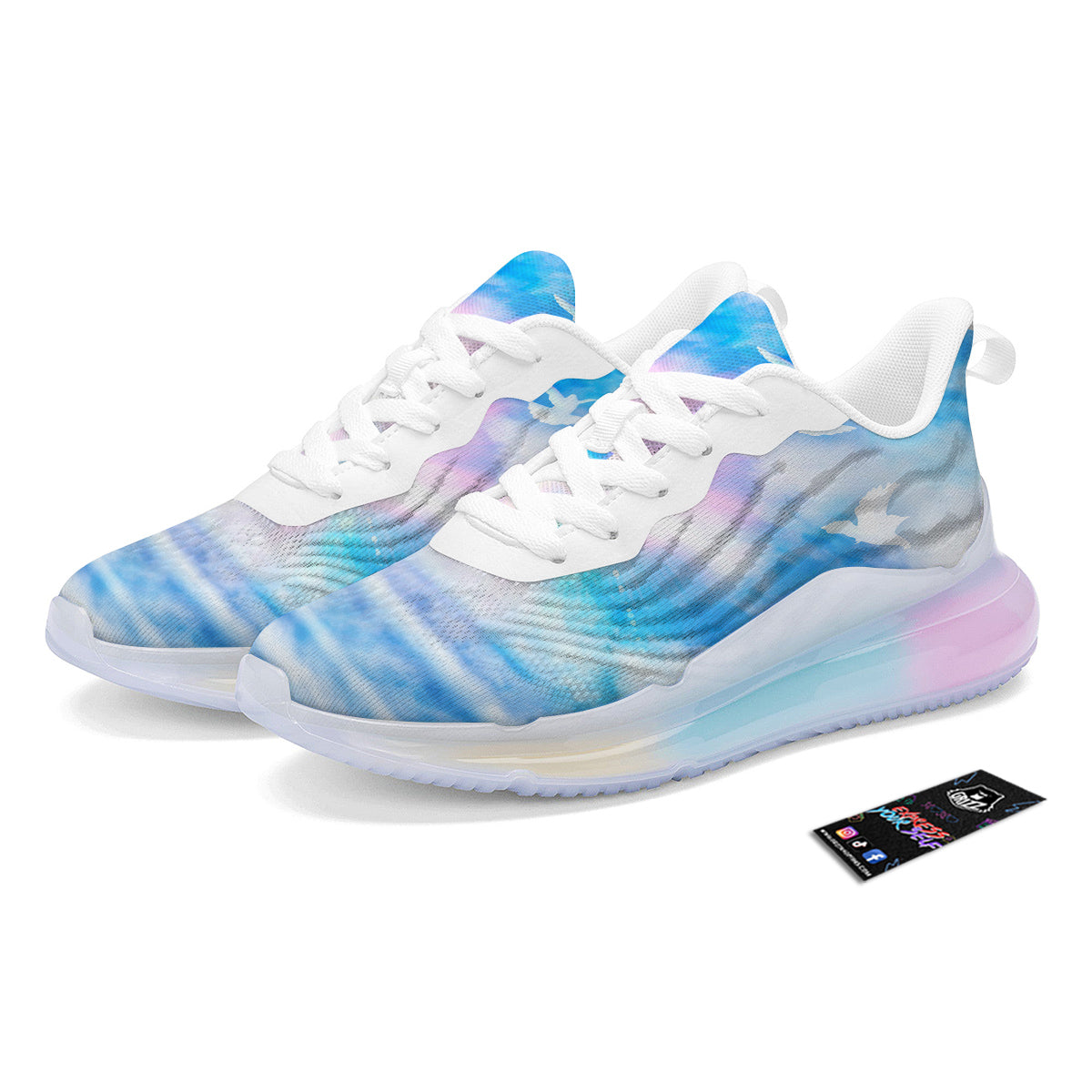 White Doves And Christian Cross Print Running Sneakers-grizzshop