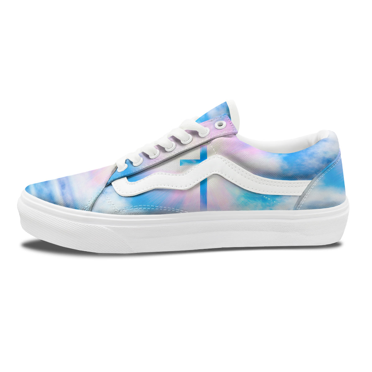 White Doves And Christian Cross Print Skate Shoes-grizzshop