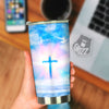 White Doves And Christian Cross Print Tumbler-grizzshop