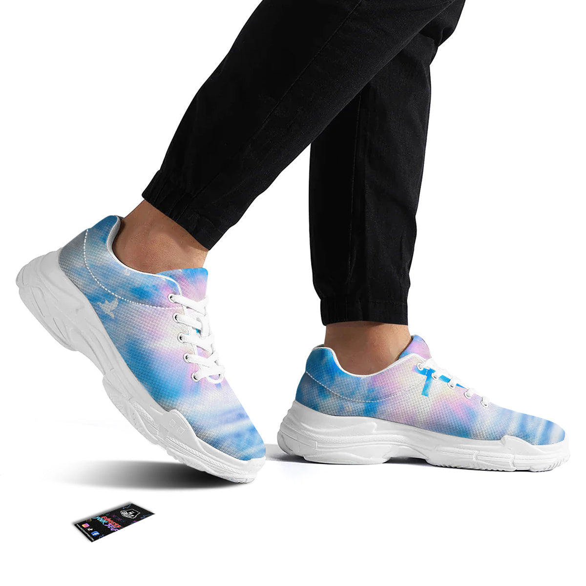 White Doves And Christian Cross Print White Chunky Shoes-grizzshop
