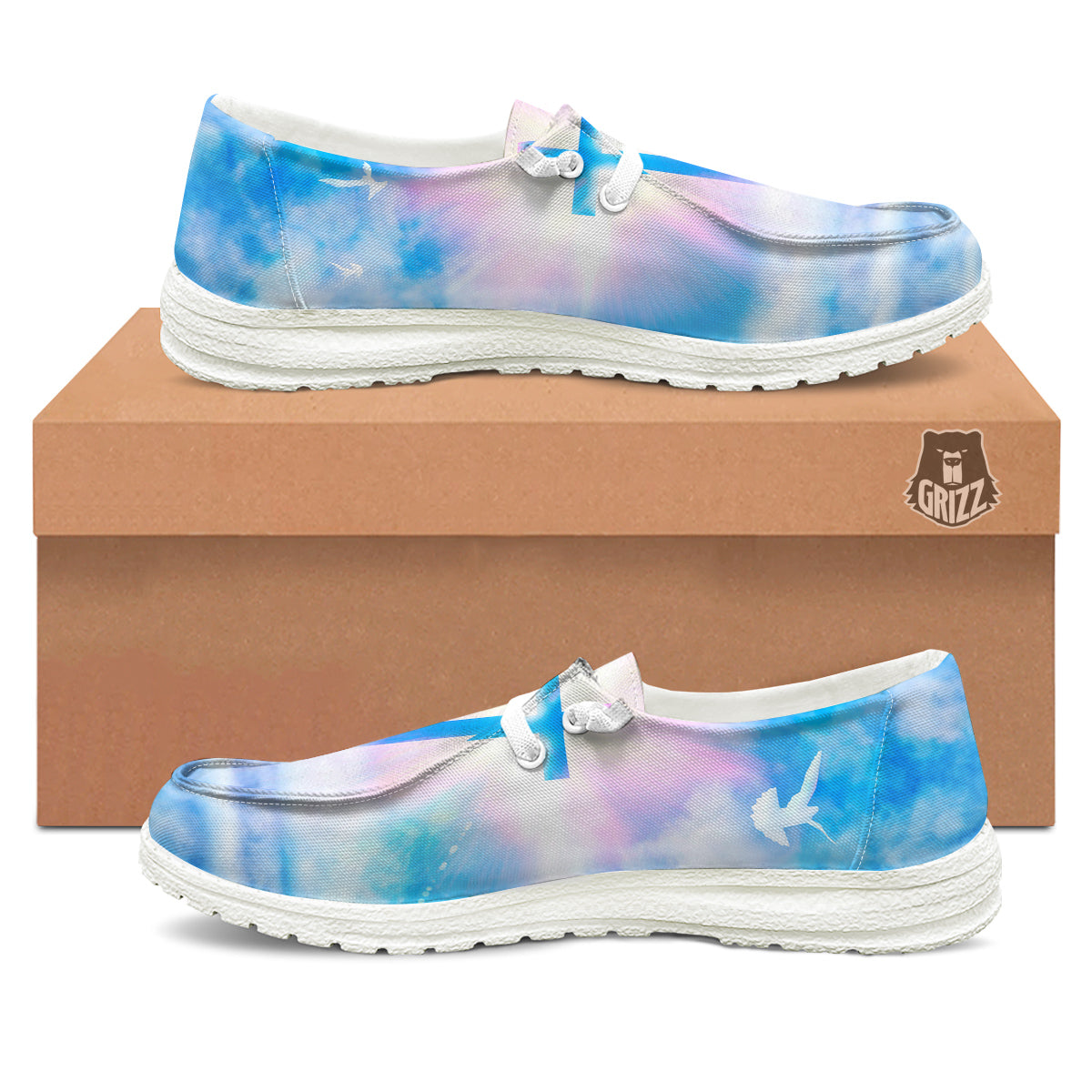 White Doves And Christian Cross Print White Loafers-grizzshop
