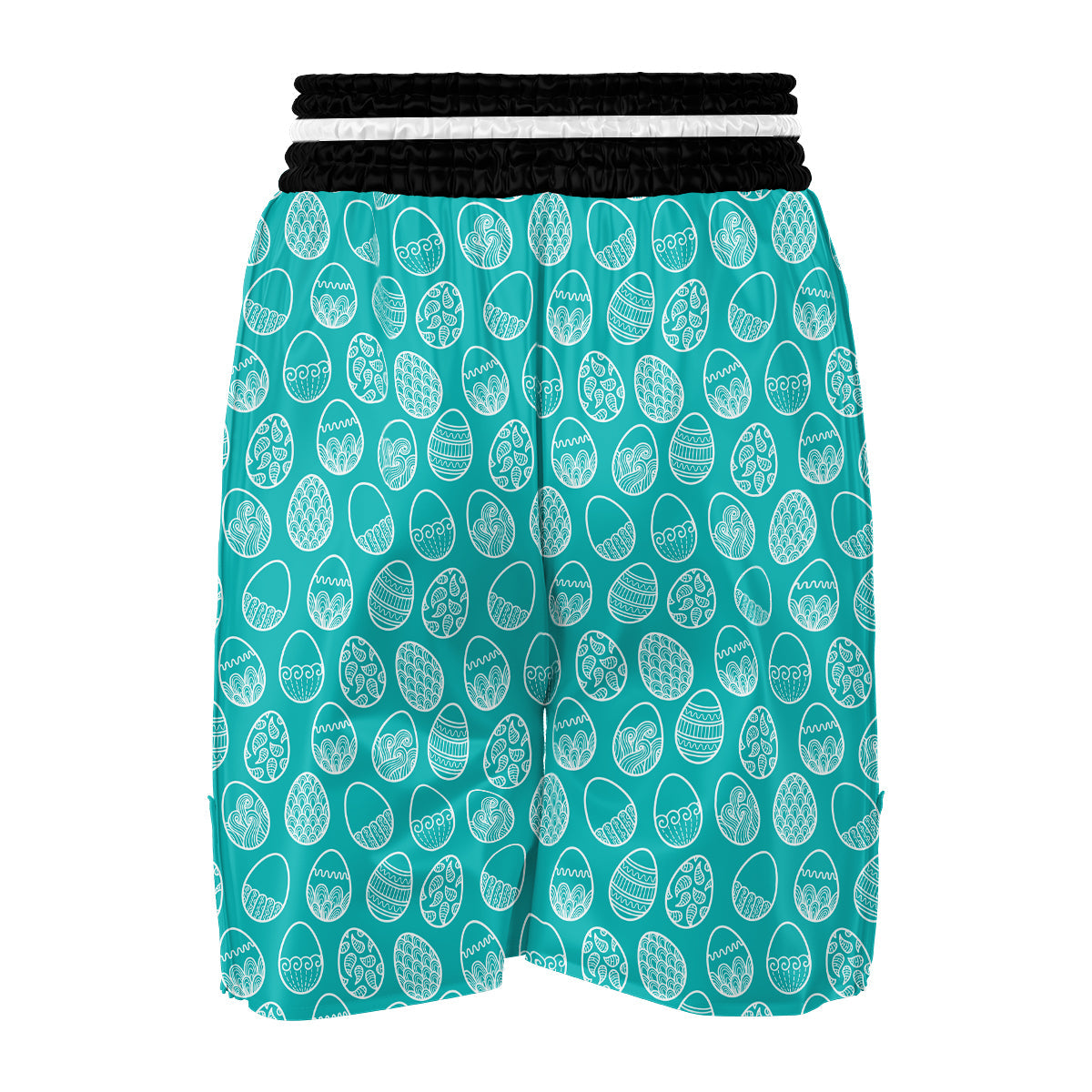 White Easter Egg Blue Print Pattern Boxing Shorts-grizzshop