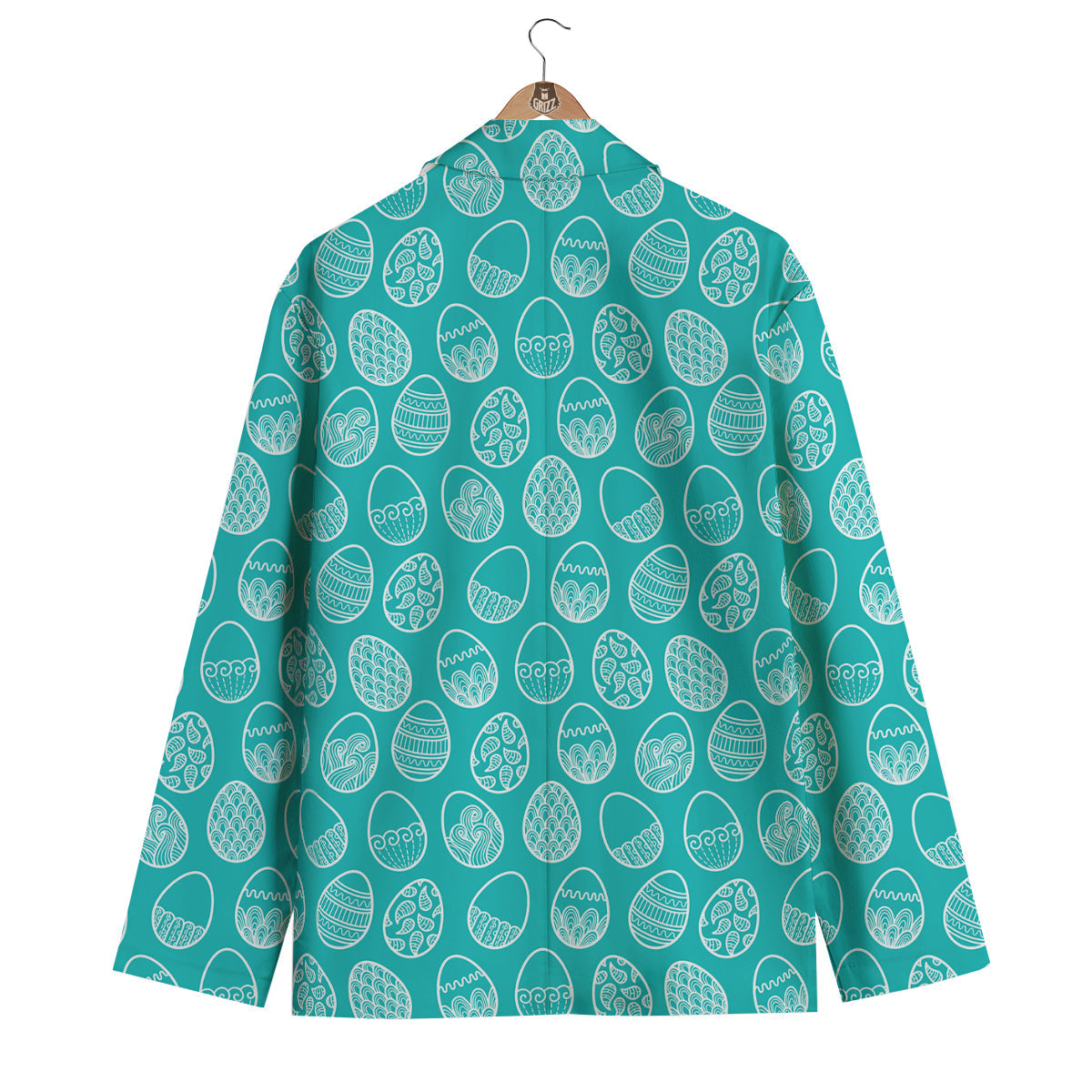 White Easter Egg Blue Print Pattern Men's Blazer-grizzshop