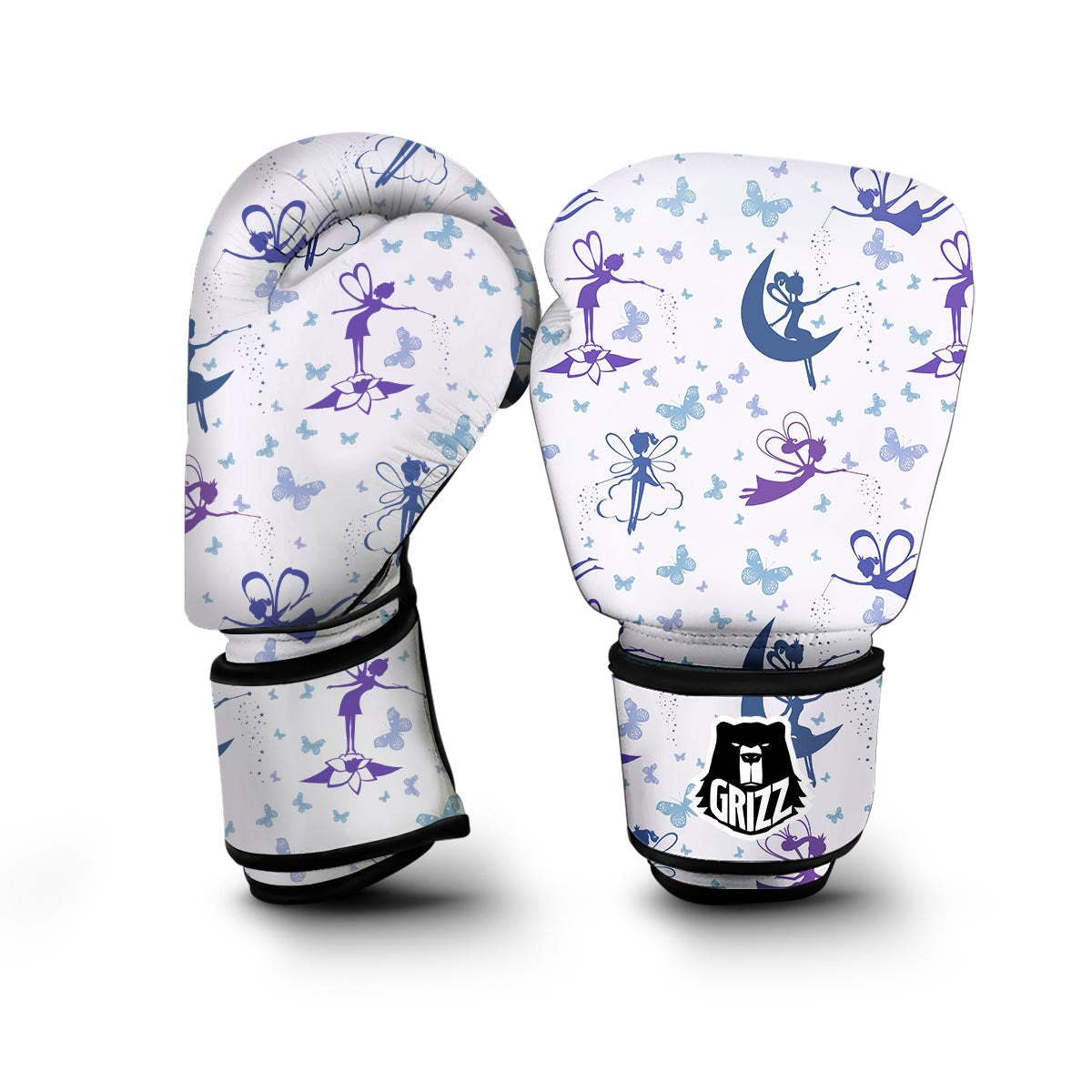 White Fairy Pattern Print Boxing Gloves-grizzshop