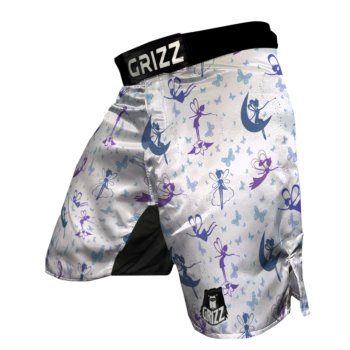 White Fairy Pattern Print MMA Shorts-grizzshop