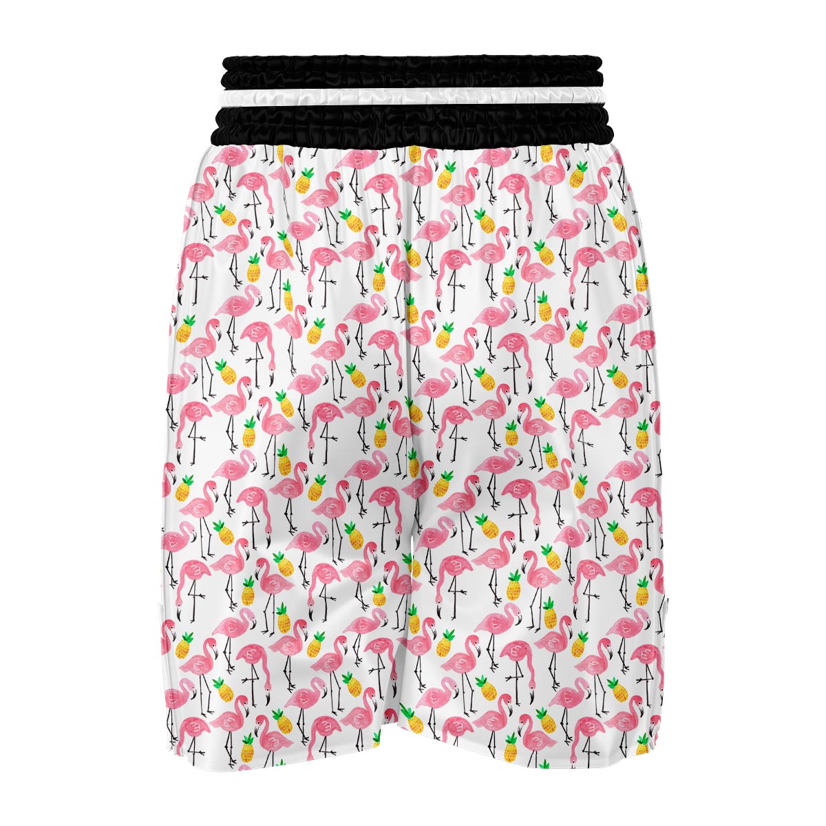 White Flamingo Pineapple Print Boxing Shorts-grizzshop
