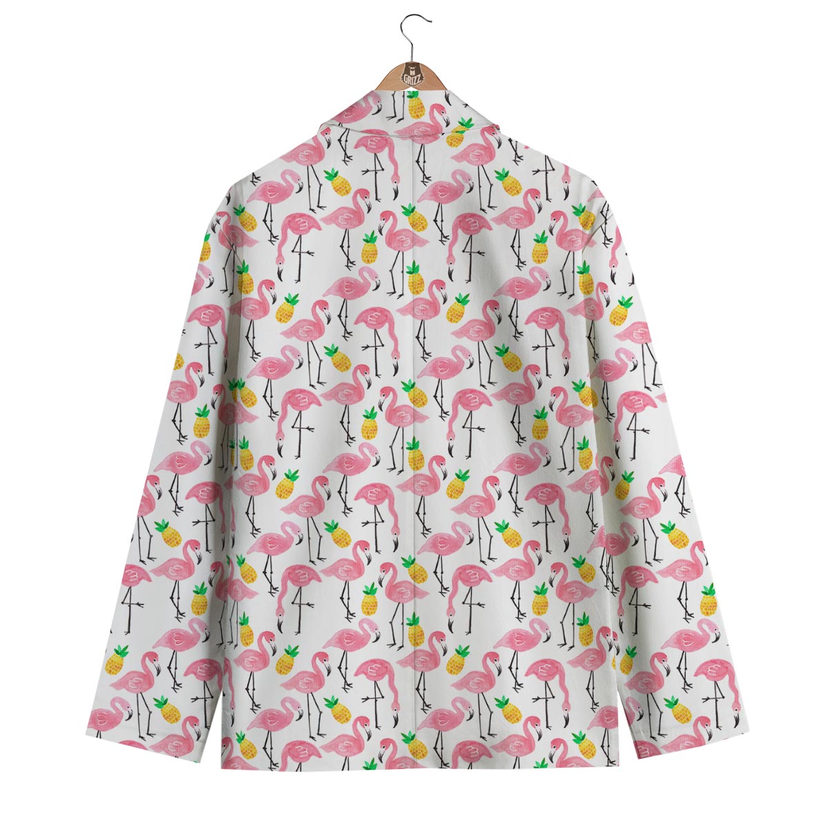 White Flamingo Pineapple Print Men's Blazer-grizzshop