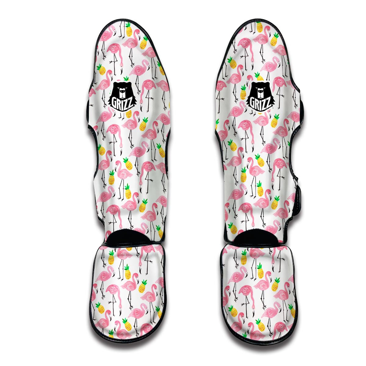 White Flamingo Pineapple Print Muay Thai Shin Guards-grizzshop