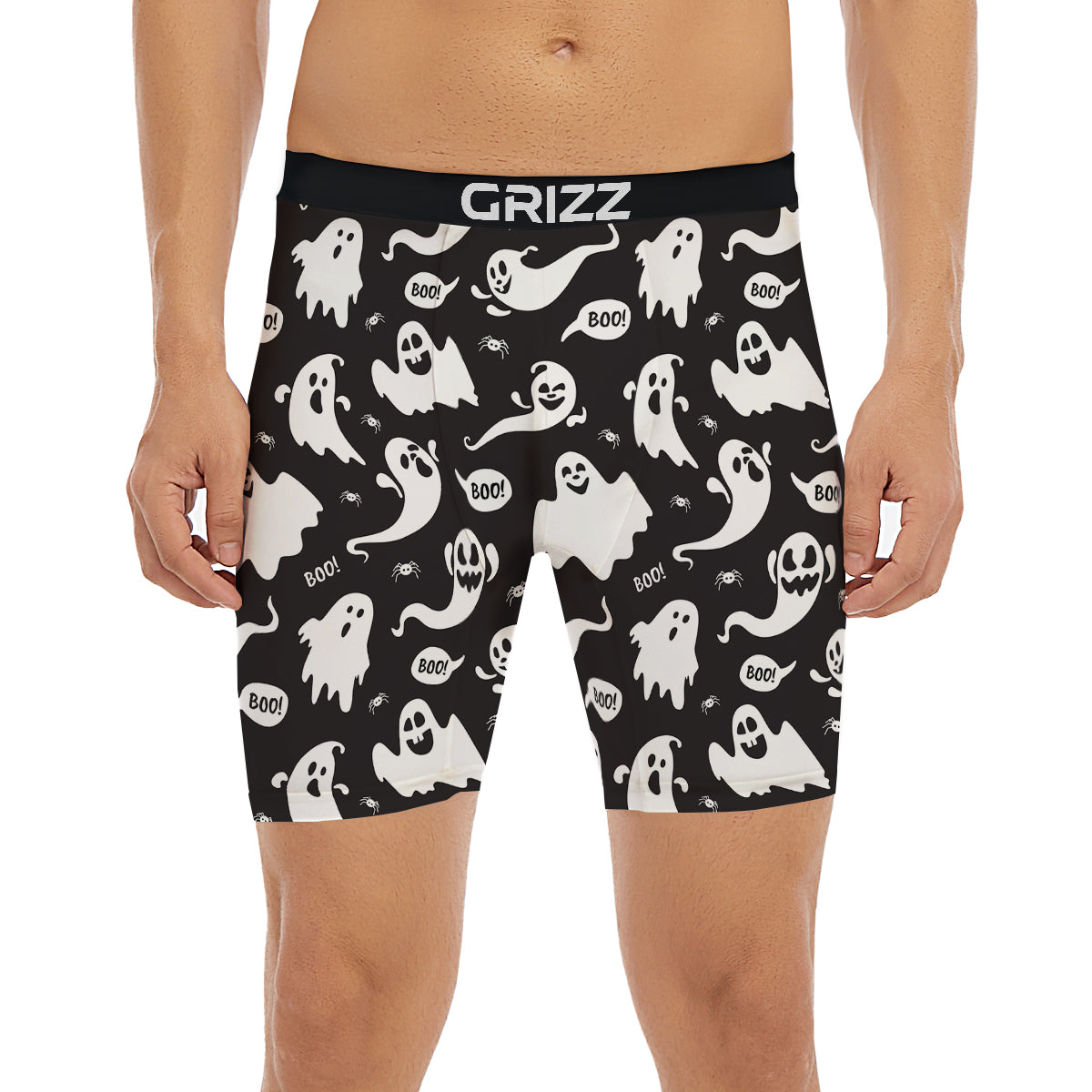White Ghost Print Pattern Boxer Briefs-grizzshop