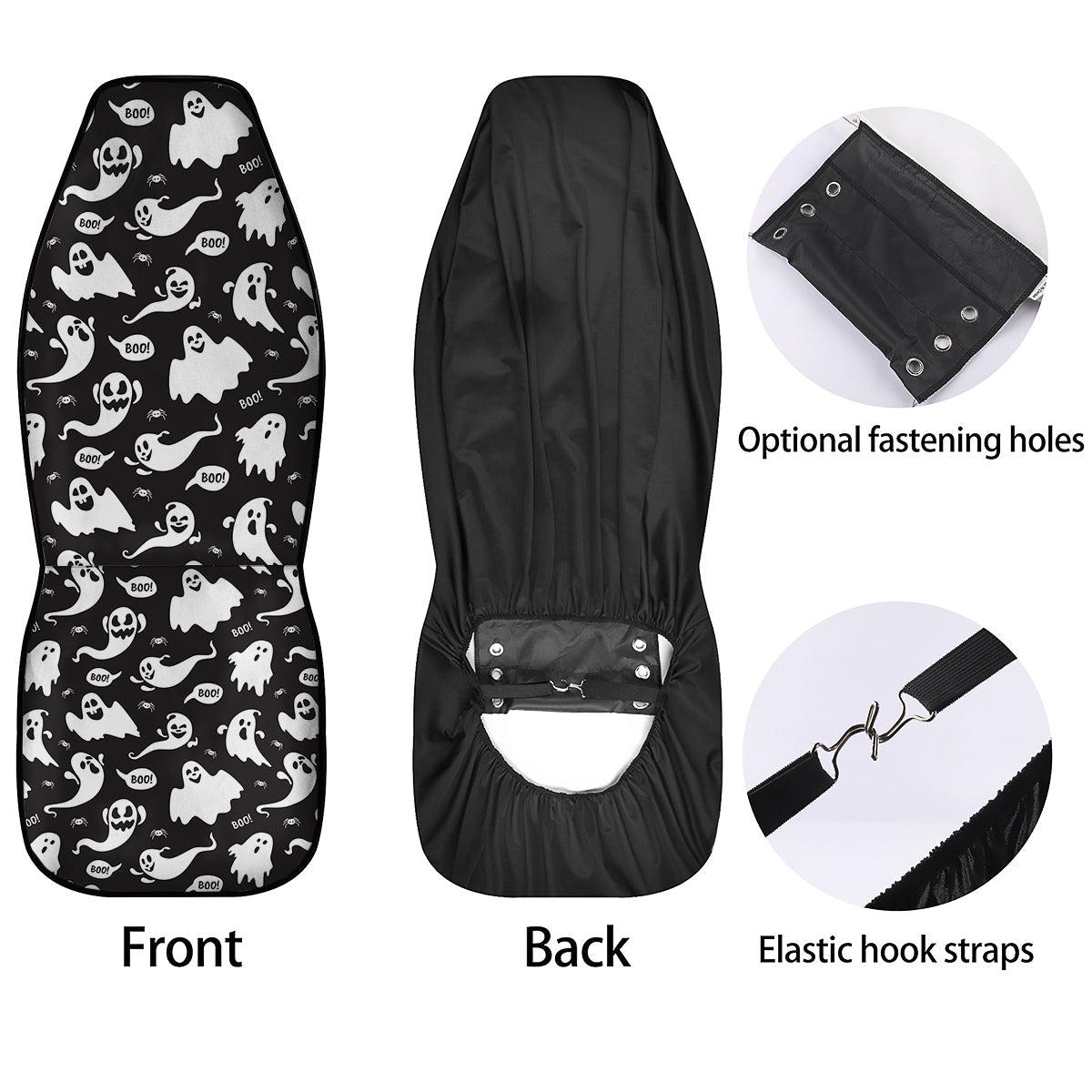 White Ghost Print Pattern Car Seat Covers-grizzshop