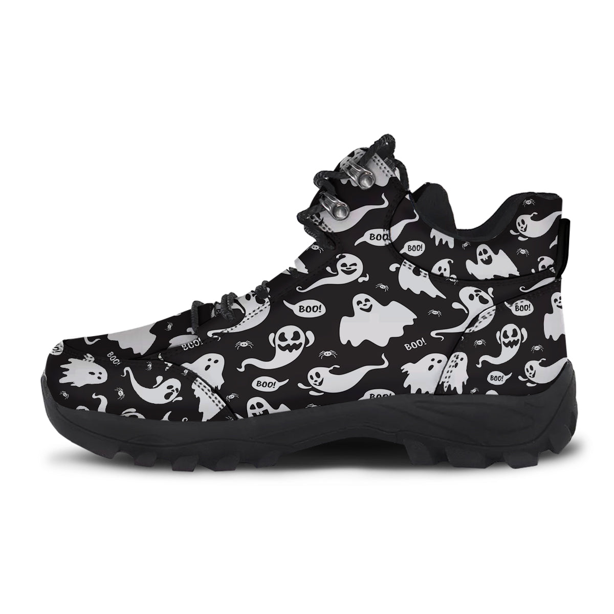White Ghost Print Pattern Hiking Shoes-grizzshop