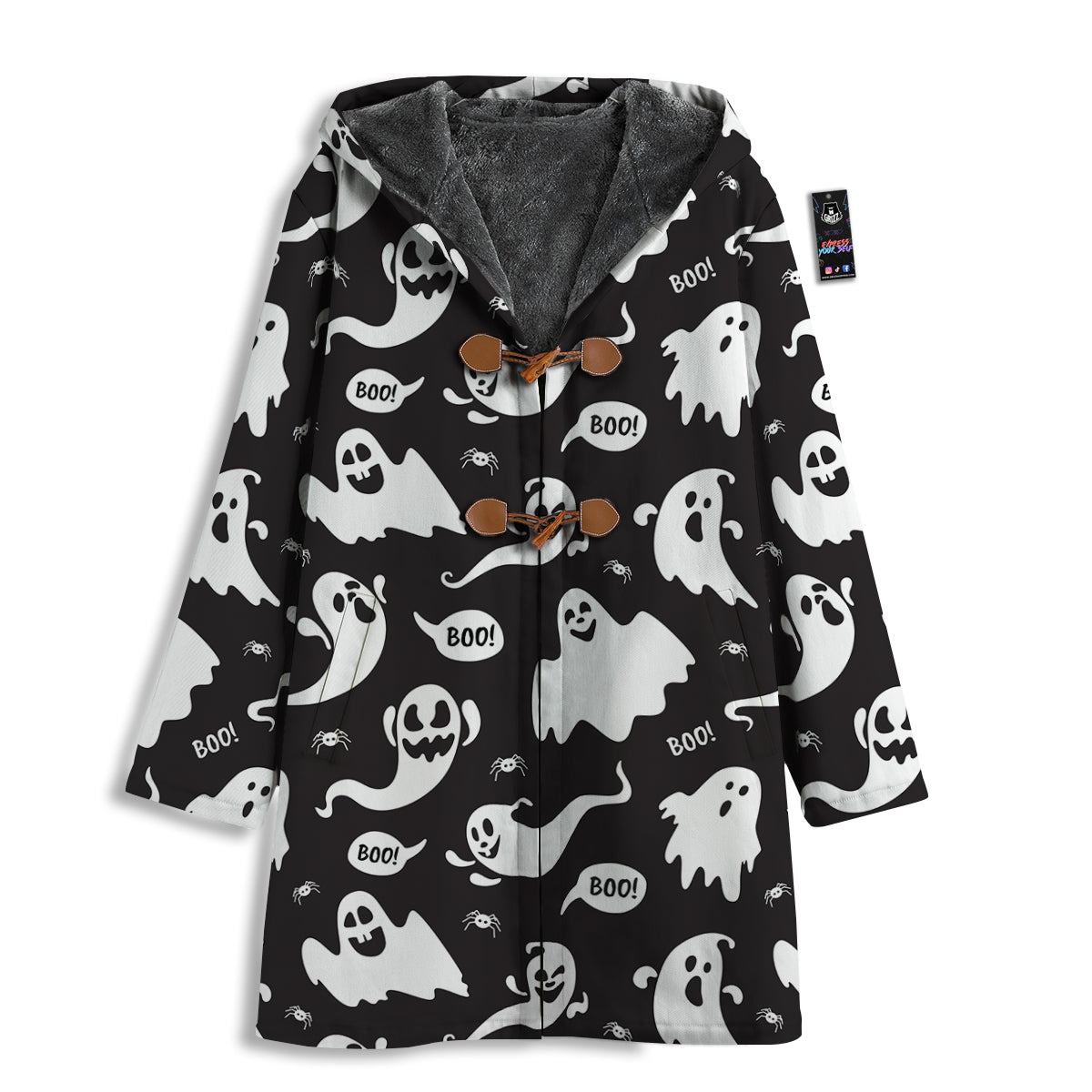 White Ghost Print Pattern Men's Windbreaker Jacket-grizzshop