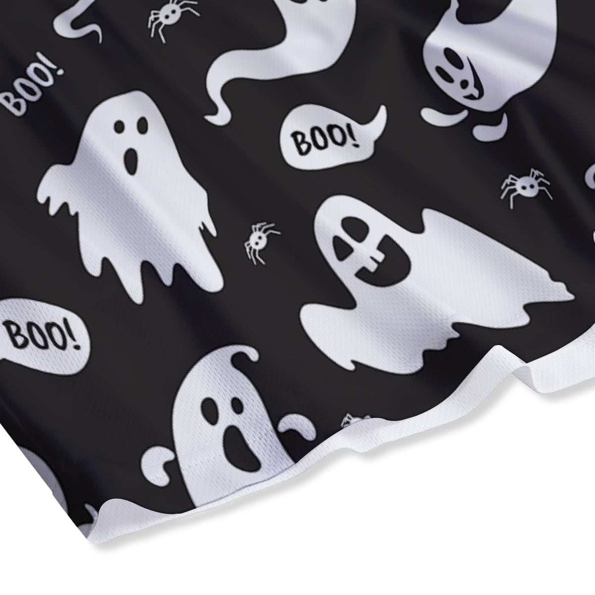 White Ghost Print Pattern Mesh Shorts