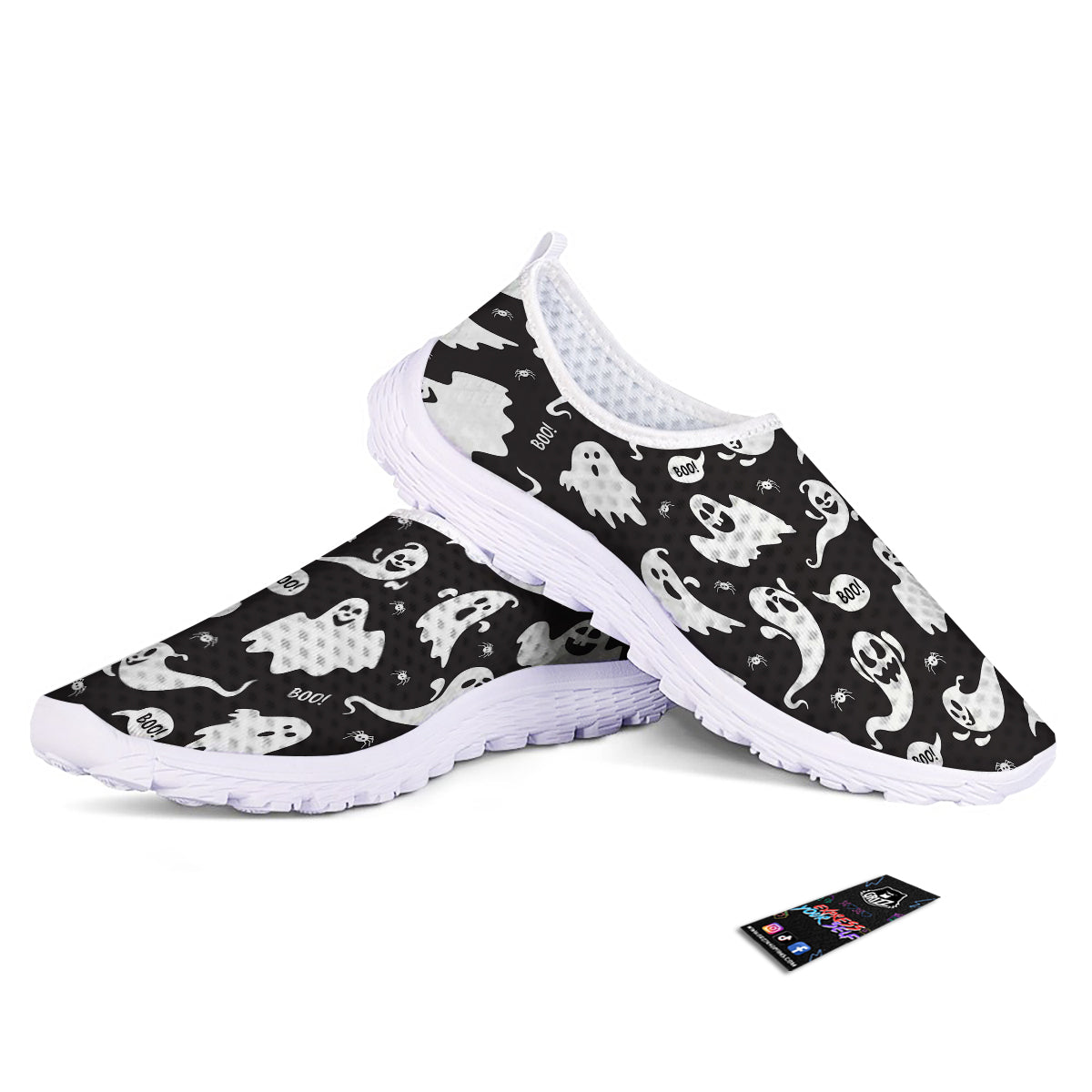 White Ghost Print Pattern Nurse Shoes-grizzshop