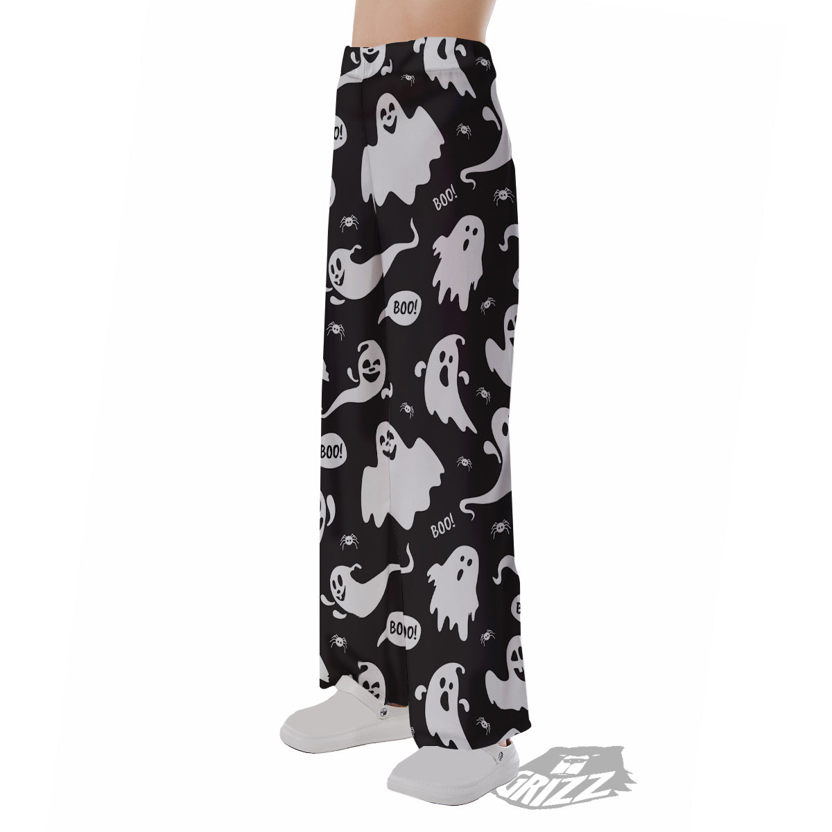 White Ghost Print Pattern Pajama Pants-grizzshop