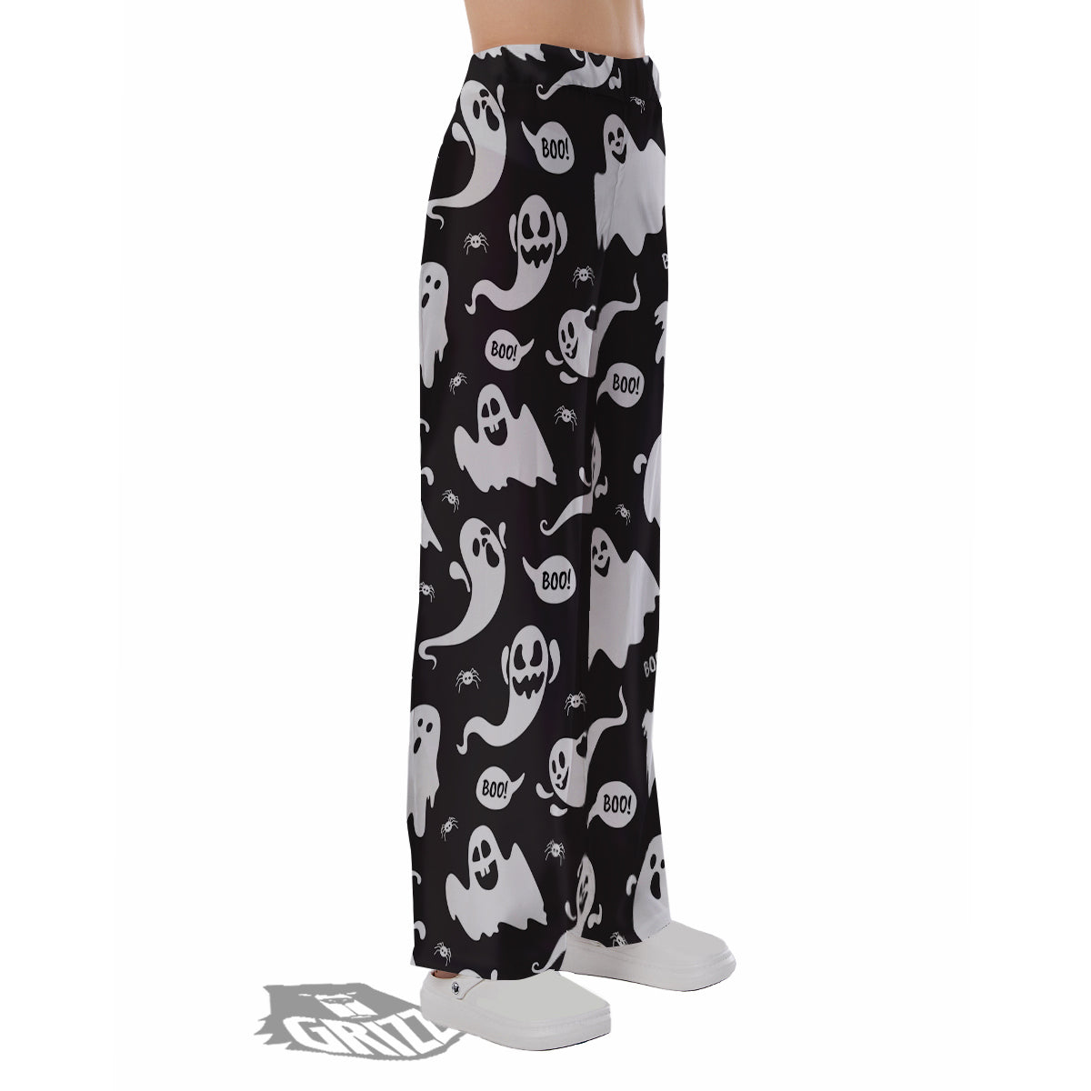 White Ghost Print Pattern Pajama Pants-grizzshop