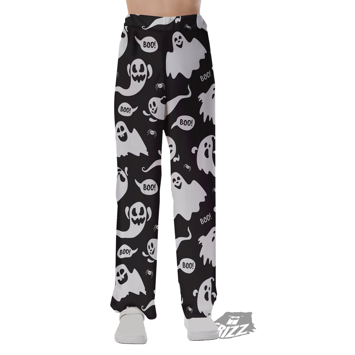 White Ghost Print Pattern Pajama Pants-grizzshop