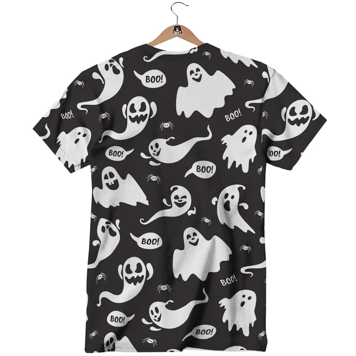 White Ghost Print Pattern T-Shirt-grizzshop