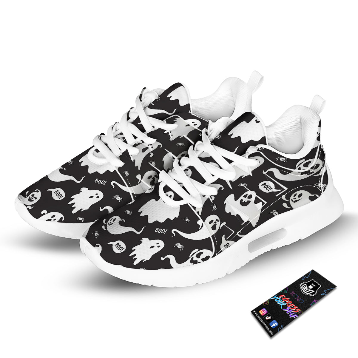 White Ghost Print Pattern Tennis Shoes-grizzshop