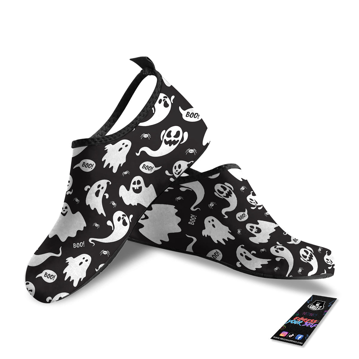 White Ghost Print Pattern Water Shoes-grizzshop