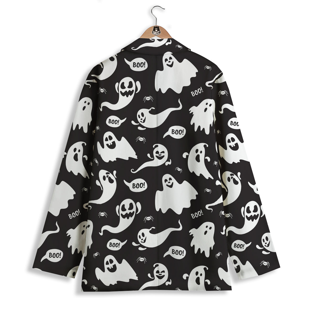 White Ghost Print Pattern Women's Blazer-grizzshop