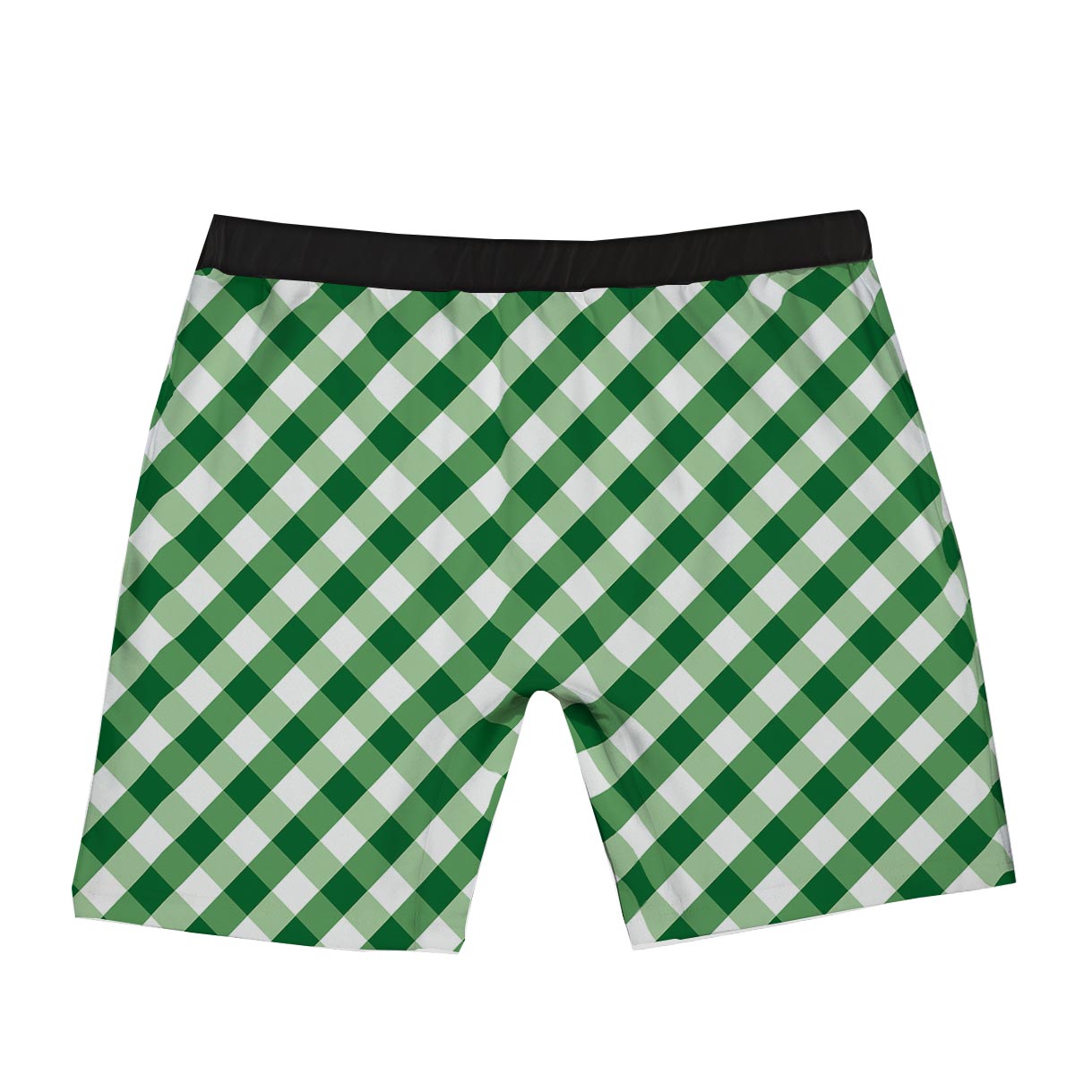 White Gingham And Green Shamrock Print Pattern Boxer Briefs-grizzshop