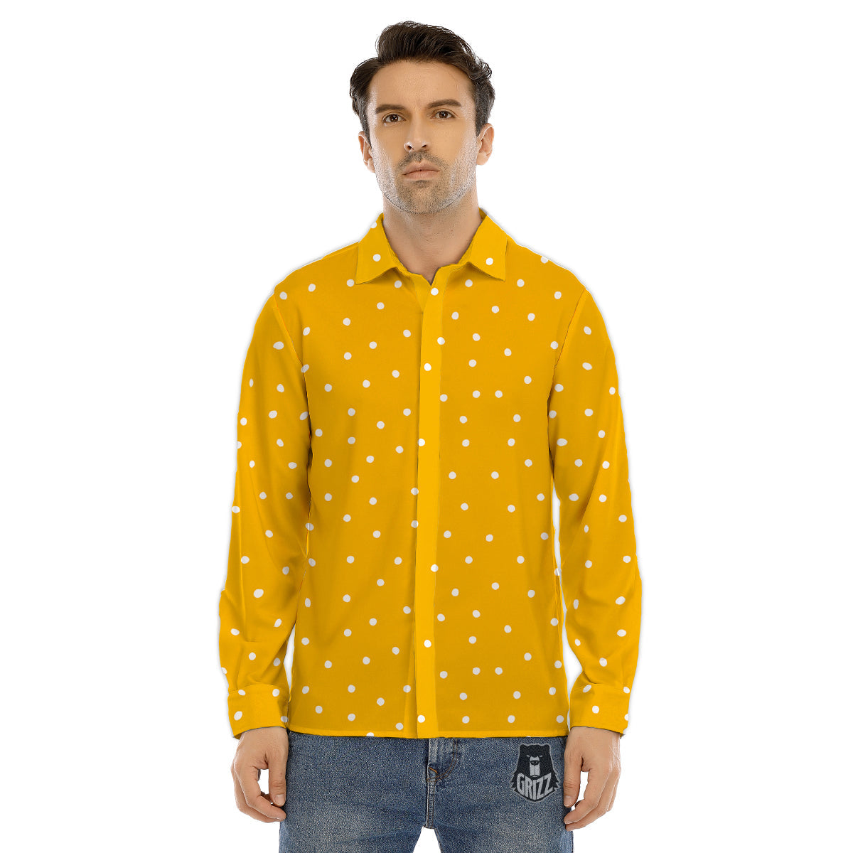 White Gingham And Green Shamrock Print Pattern Men's Dress Shirts-grizzshop