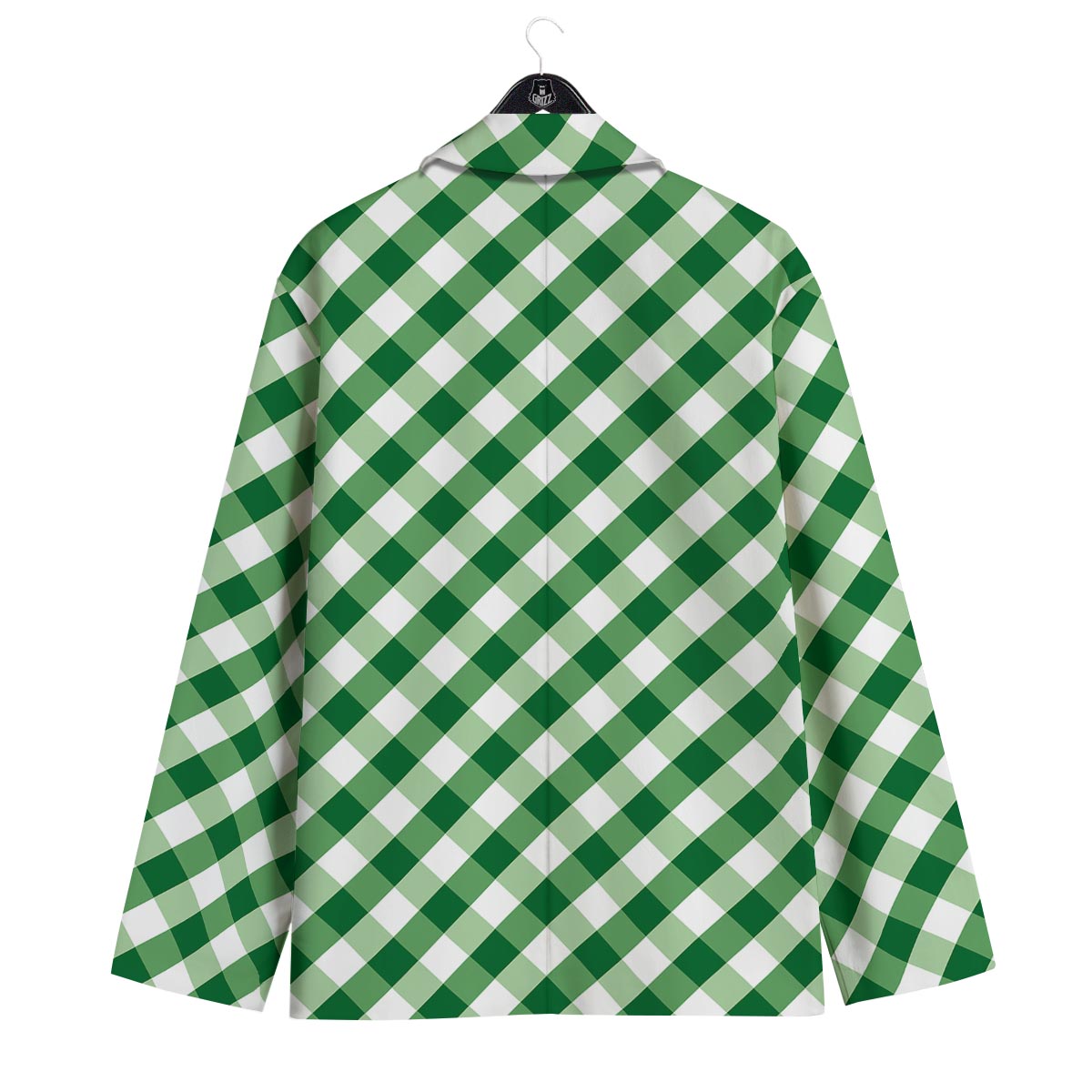 White Gingham And Green Shamrock Print Pattern Men's Sport Coat-grizzshop
