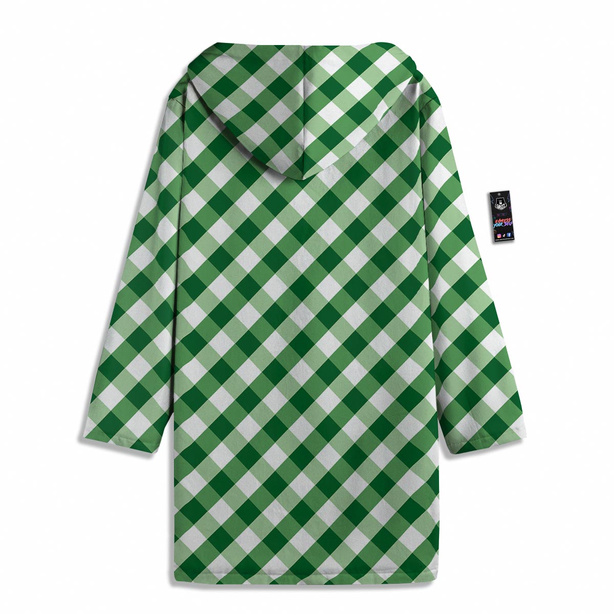 White Gingham And Green Shamrock Print Pattern Men's Windbreaker Jacket-grizzshop