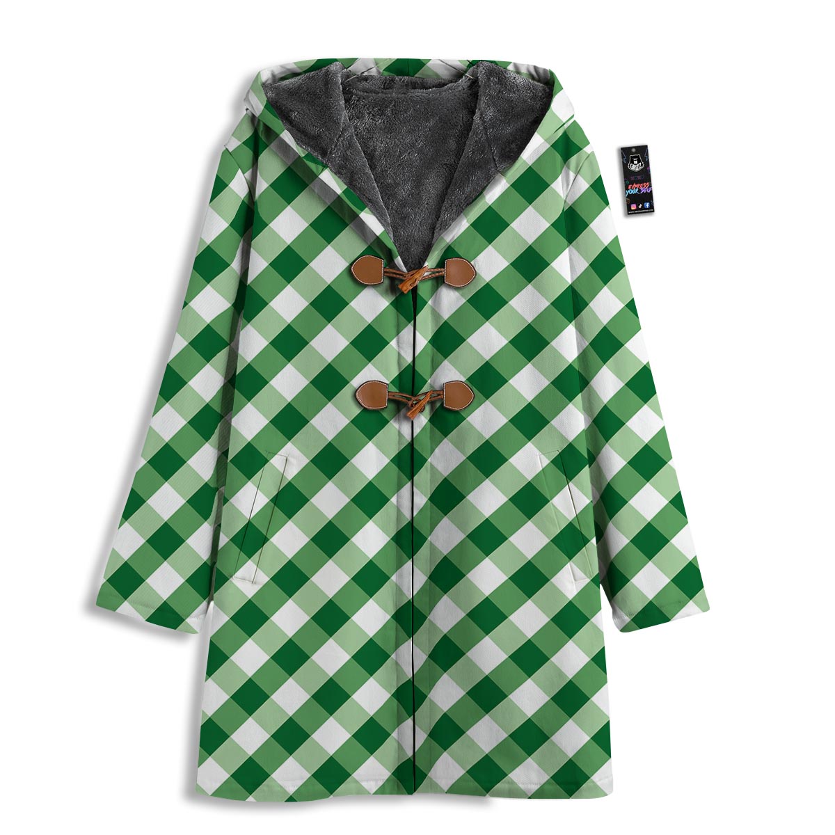 White Gingham And Green Shamrock Print Pattern Men's Windbreaker Jacket-grizzshop