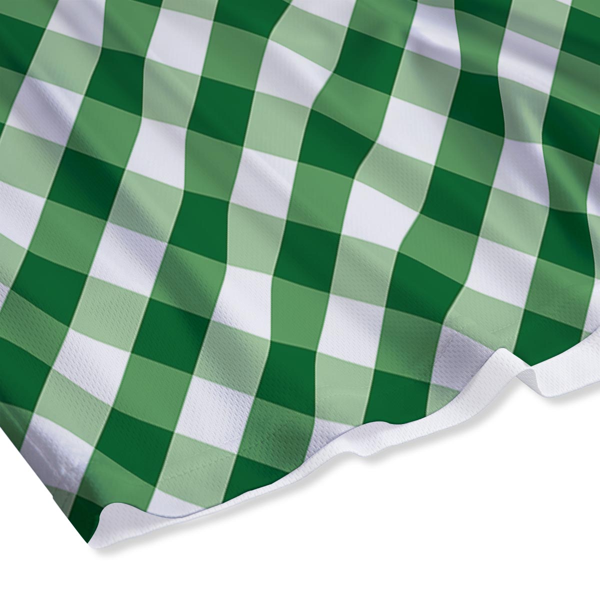 White Gingham And Green Shamrock Print Pattern Mesh Shorts
