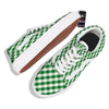 White Gingham And Green Shamrock Print Pattern Skate Shoes-grizzshop