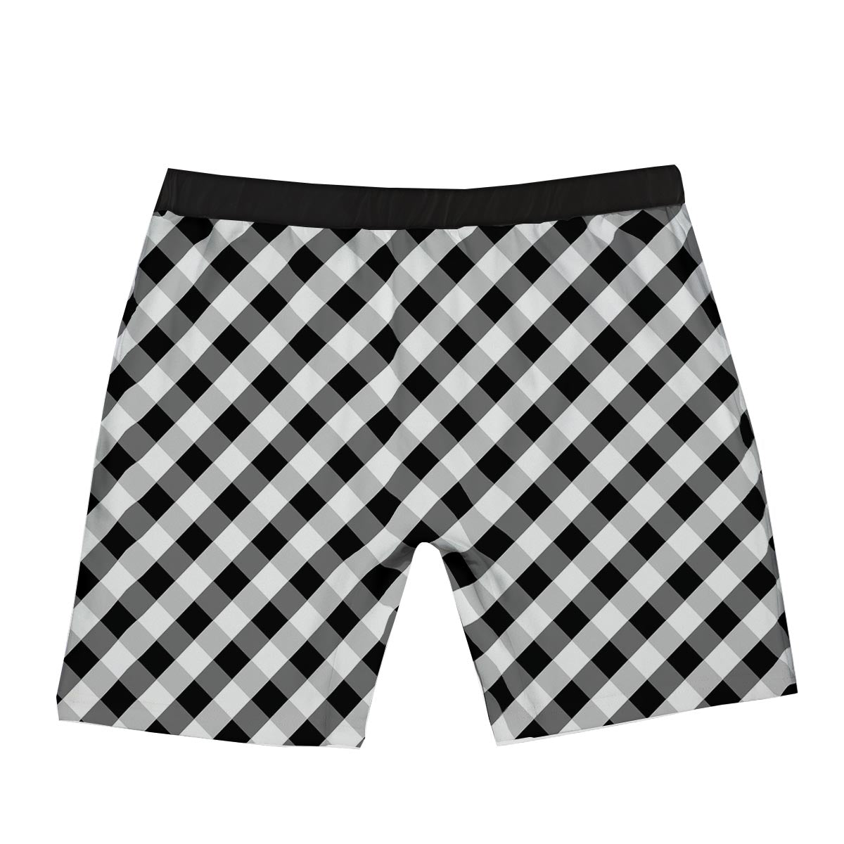White Gingham And Grey Shadow Print Pattern Boxer Briefs-grizzshop