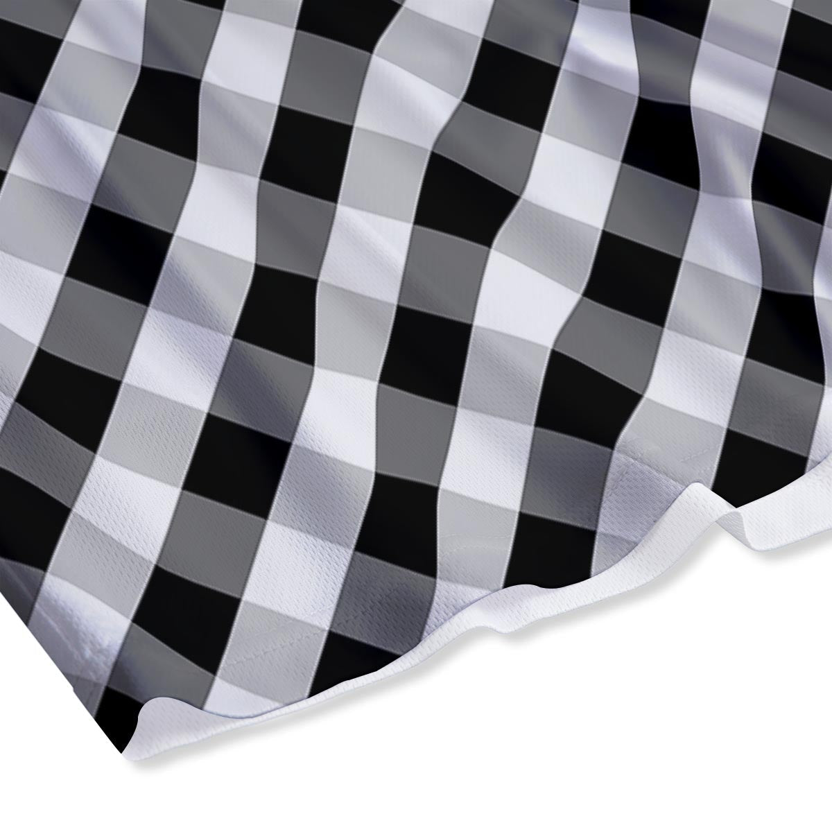 White Gingham And Grey Shadow Print Pattern Mesh Shorts