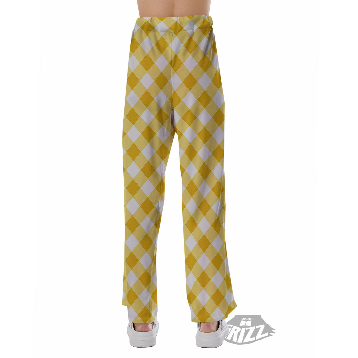 White Gingham And Yellow Honey Print Pajama Pants-grizzshop