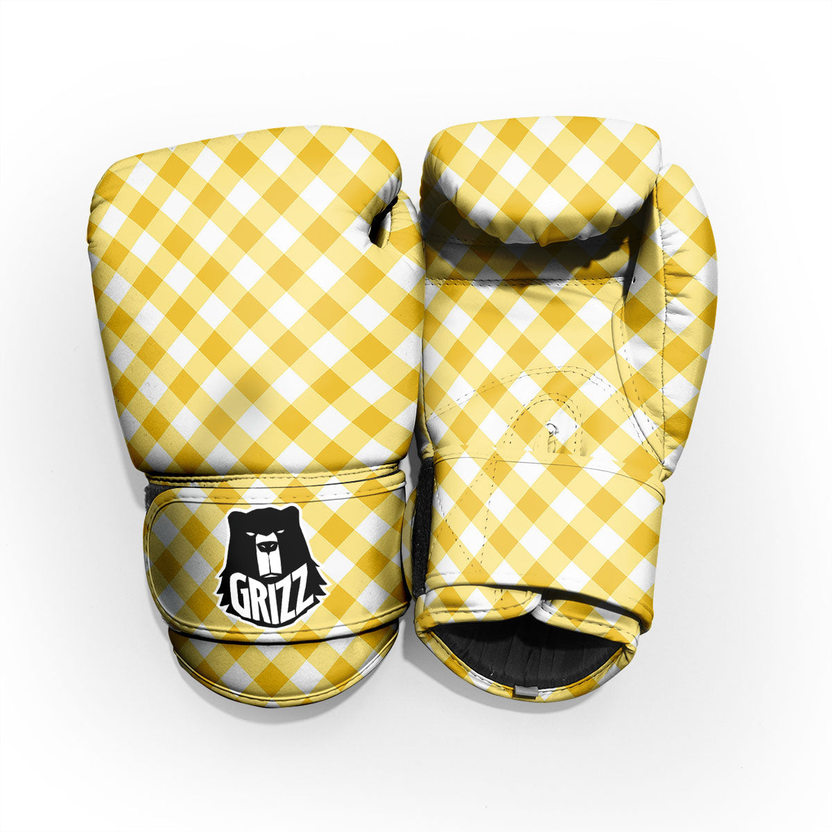 White Gingham And Yellow Honey Print Pro Boxing Glove