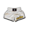 White Gold Marble Pattern Print Muay Thai Boxing Shorts-grizzshop