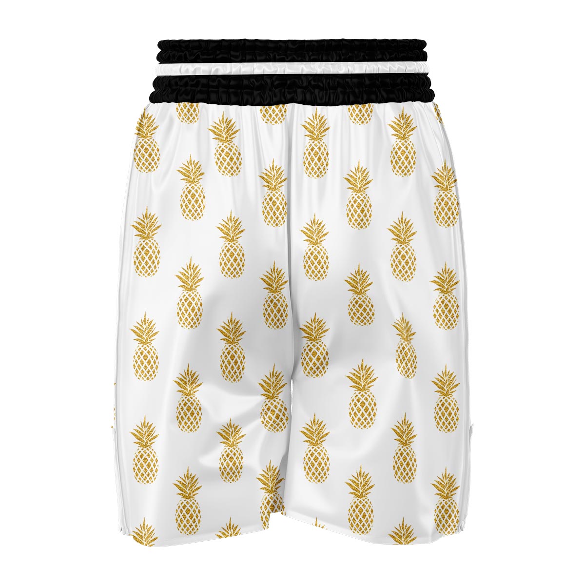 White Gold Pineapple Print Boxing Shorts-grizzshop