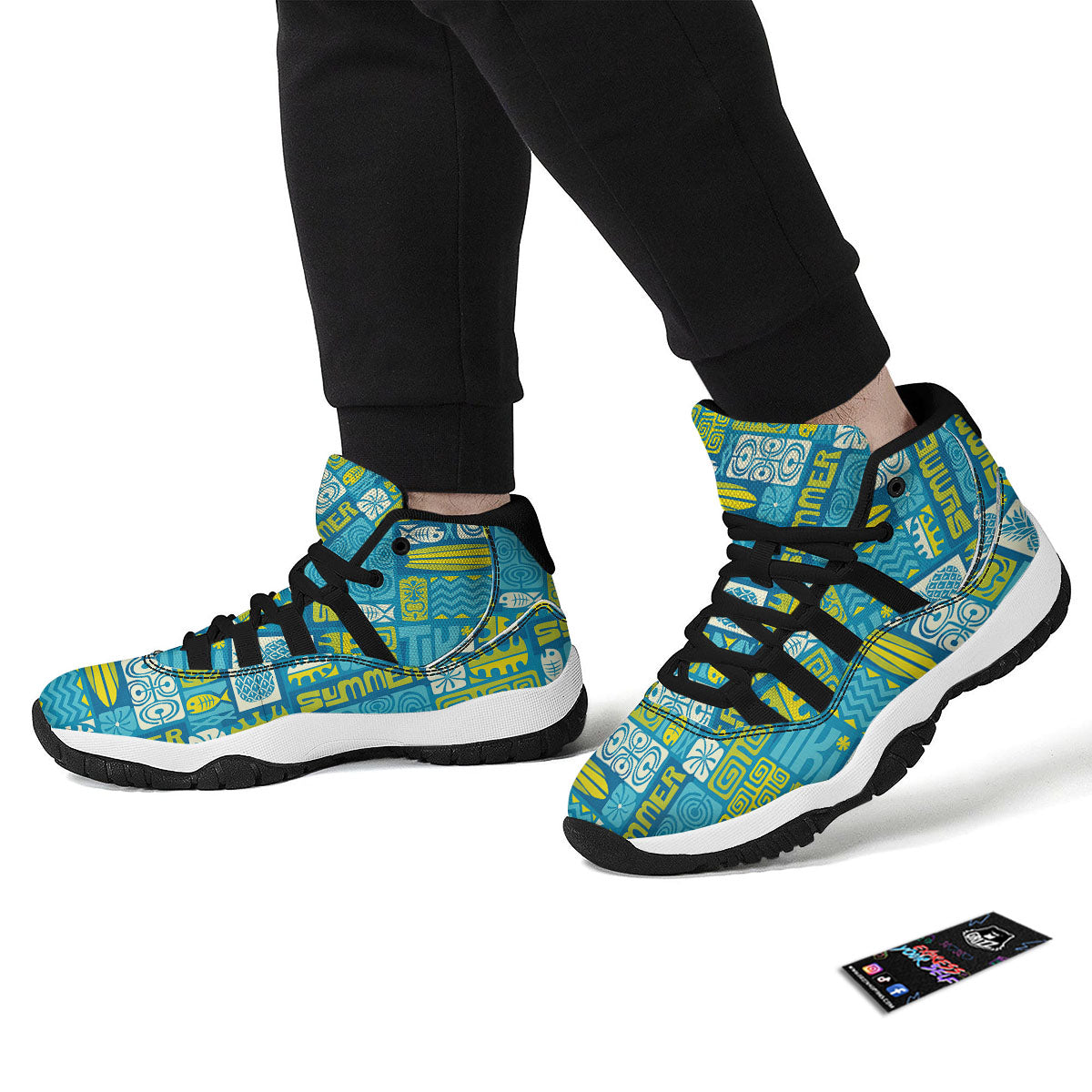 White Green And Navy Argyle Print Black Bball Shoes-grizzshop