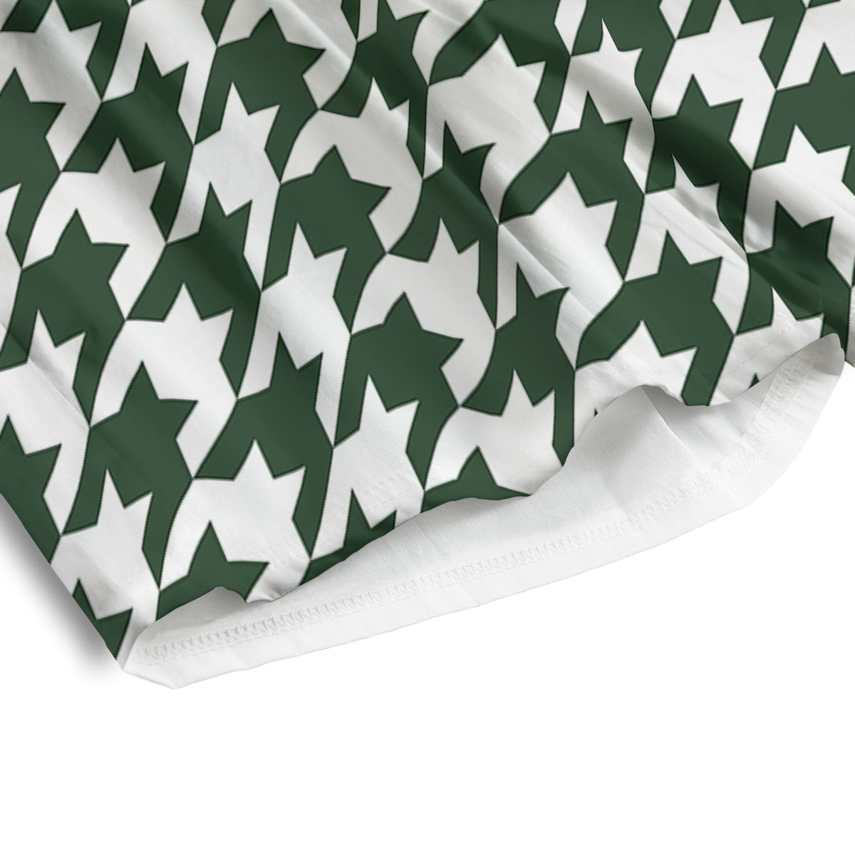White Green Jungle Houndstooth Print Men's Athletic Shorts