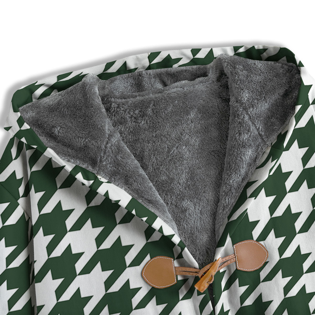 White Green Jungle Houndstooth Print Men's Windbreaker Jacket-grizzshop