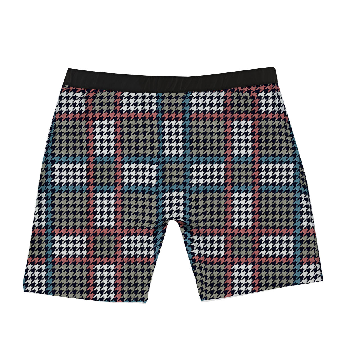 White Houndstooth And Blue Red Print Boxer Briefs-grizzshop