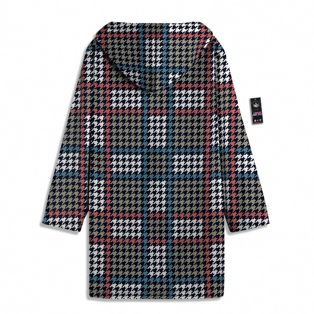 White Houndstooth And Blue Red Print Men's Windbreaker Jacket-grizzshop