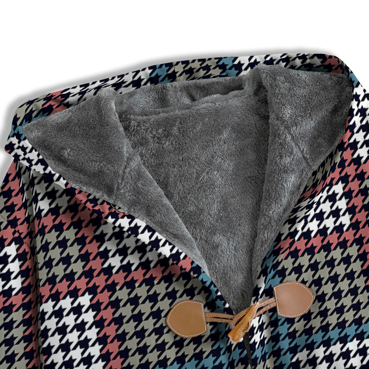 White Houndstooth And Blue Red Print Men's Windbreaker Jacket-grizzshop