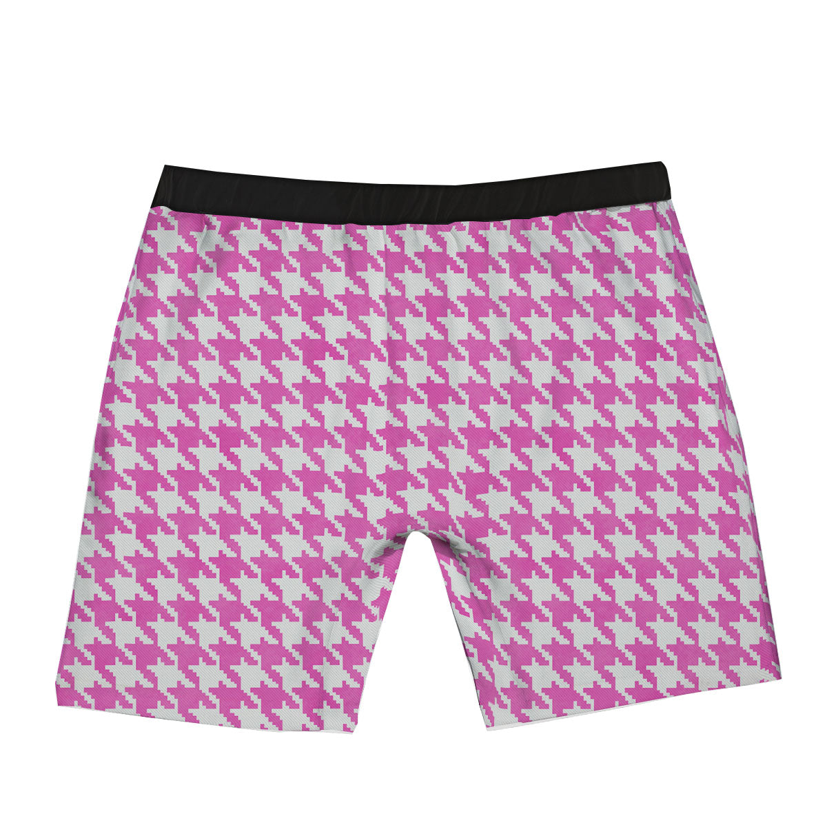 White Houndstooth And Pink Print Boxer Briefs-grizzshop