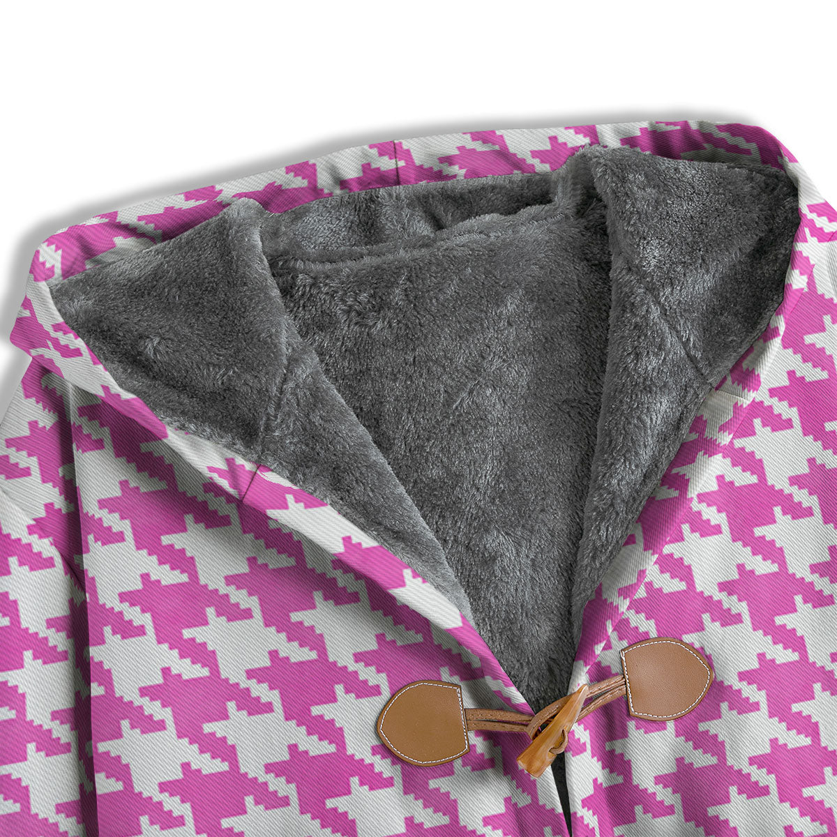 White Houndstooth And Pink Print Men's Windbreaker Jacket-grizzshop