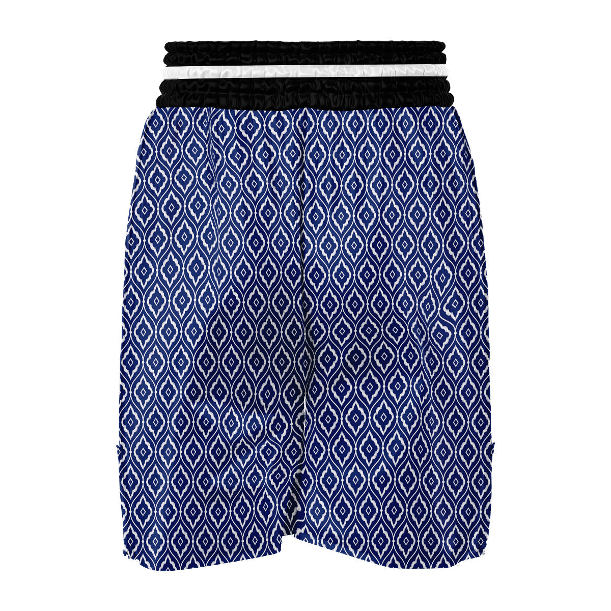 White Ikat And Blue Print Pattern Boxing Shorts-grizzshop