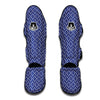 White Ikat And Blue Print Pattern Muay Thai Shin Guards-grizzshop